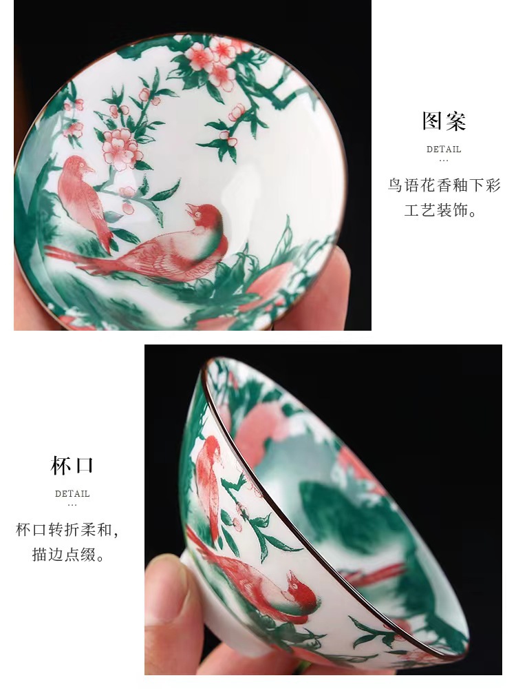 复古青花瓷家用主人杯斗笠杯陶瓷小茶杯茶盏套装中式手绘陶瓷单杯详情4