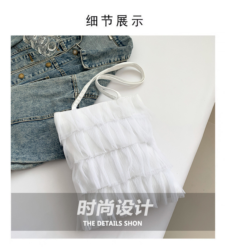 跨境蕾丝包软纱裙子包夏天小清新裙边褶皱蛋糕裙女包腋下单肩包女手提包详情4