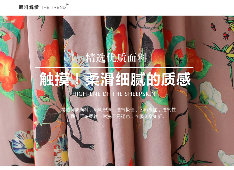 碎花大摆过膝显瘦超仙流行长裙2024新款圆领短袖显瘦女长连衣裙详情6