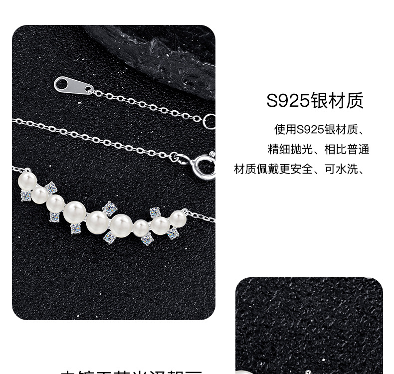 The White Moonlight natural freshwater pearl necklace exudes an elegant and sophisticated charm, is exquisite and versatile, and features an S925 sterling silver collarbone chain pic 11