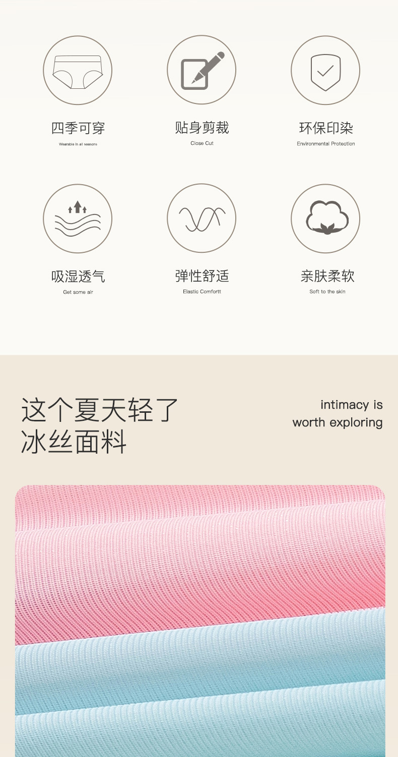 爆款冰丝无痕内裤女一片式中腰舒适透气性感提臀无痕女士内裤批发详情2