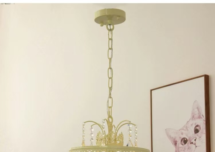 法式奶油风浪漫水晶吊灯美式轻奢玄关过道床头衣帽间公主房灯具详情7