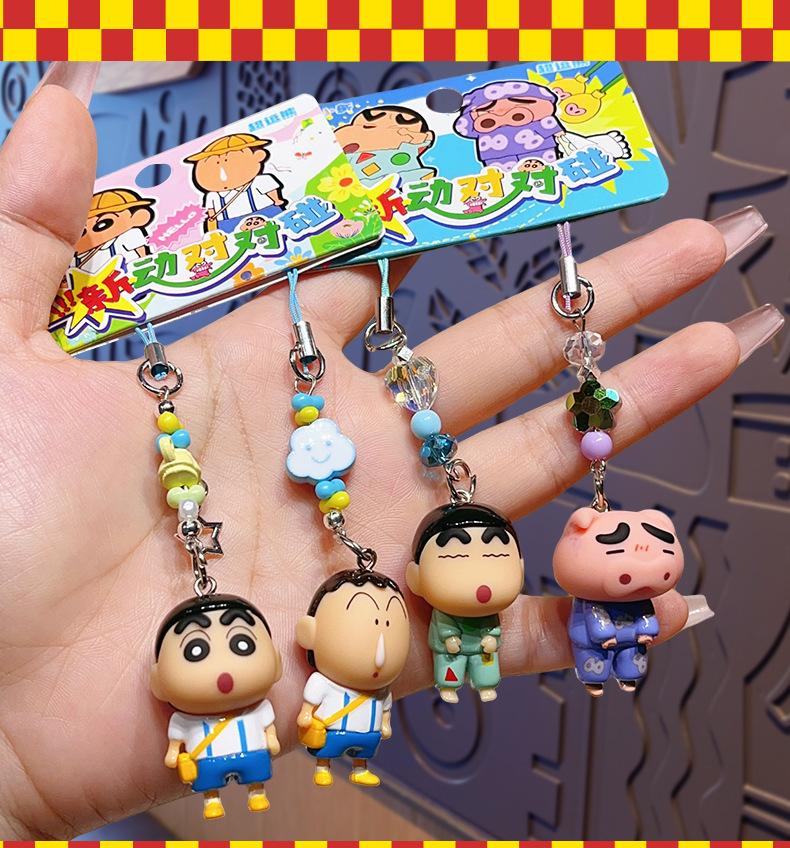 新款正版蜡笔小新小鼻嘎钥匙链闺蜜耳机吊坠小饰品精致手机链挂件详情15