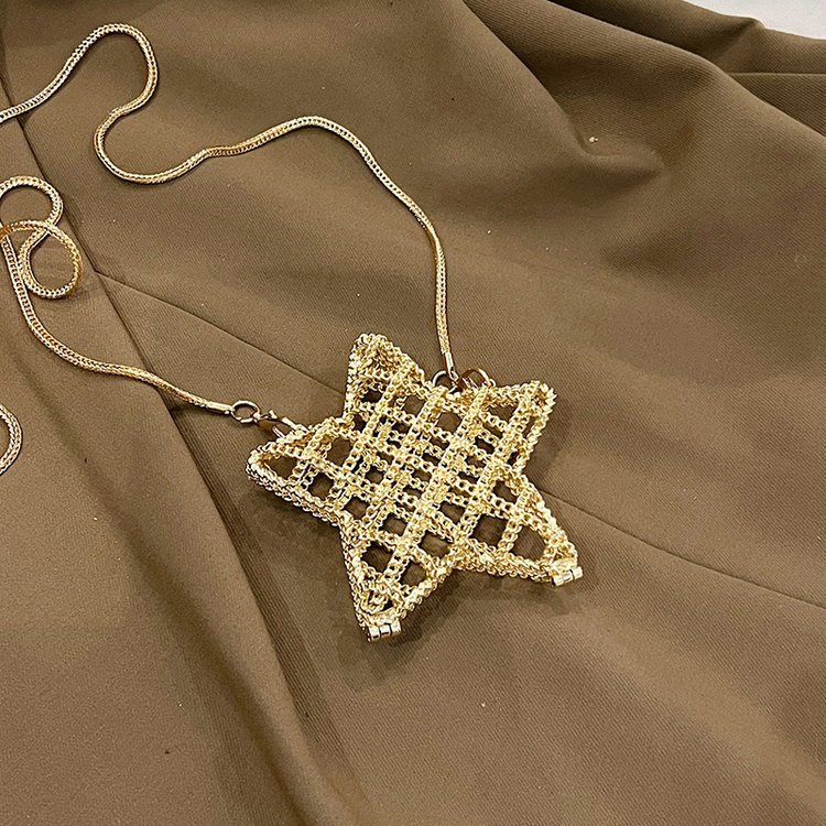 跨境2024夏新款小香风镂空金属星星包晚宴包单肩斜挎气质链条女包详情80