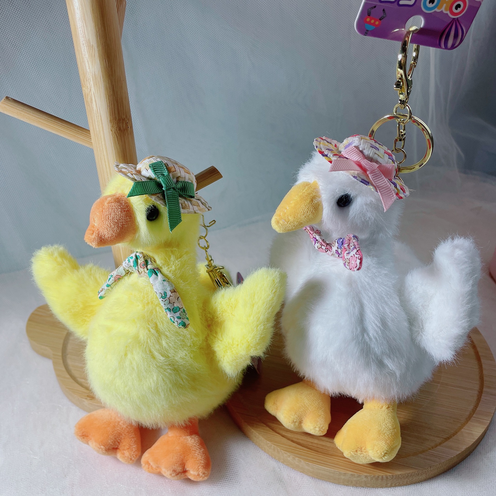 Cute gentleman goose plush keychain pendant, noble lady goose, proud goose plush doll bag pendant pic 1