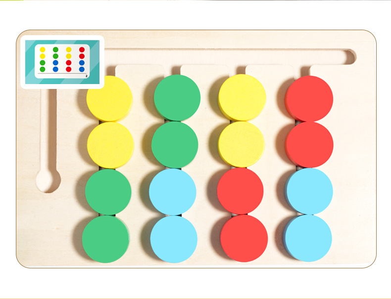 A wooden four-in-one multi-functional board for children, magnetic pen movement and positioning game, logical thinking training and educational toy pic 45