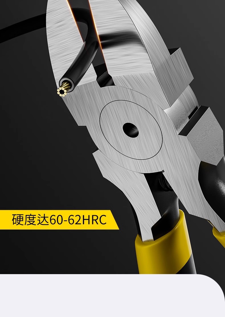 工业款铬钒钢4寸6寸省力水口钳 高硬度加厚双刃可剪钢丝水口钳详情6