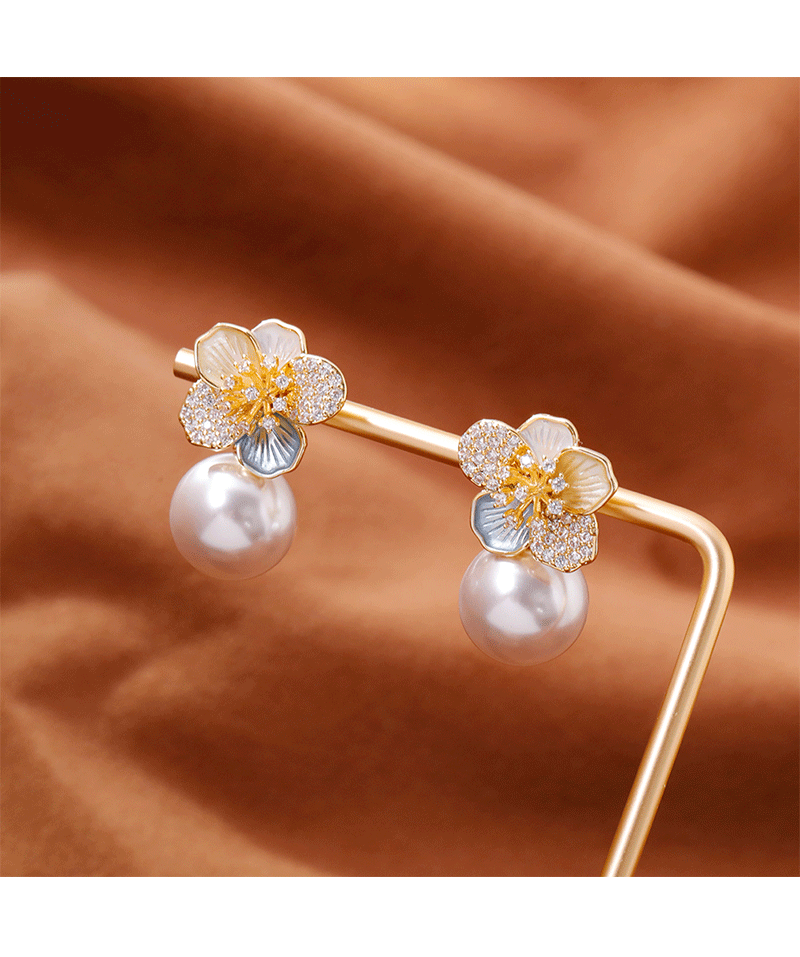 Hyacinth fashion hyacinth, светловолосые цветочки, жемчужные серьги, маленькие женщины, создавай дорогие сенсорные серьги, 2025 бадминтоударные серьги для ушей pic 4