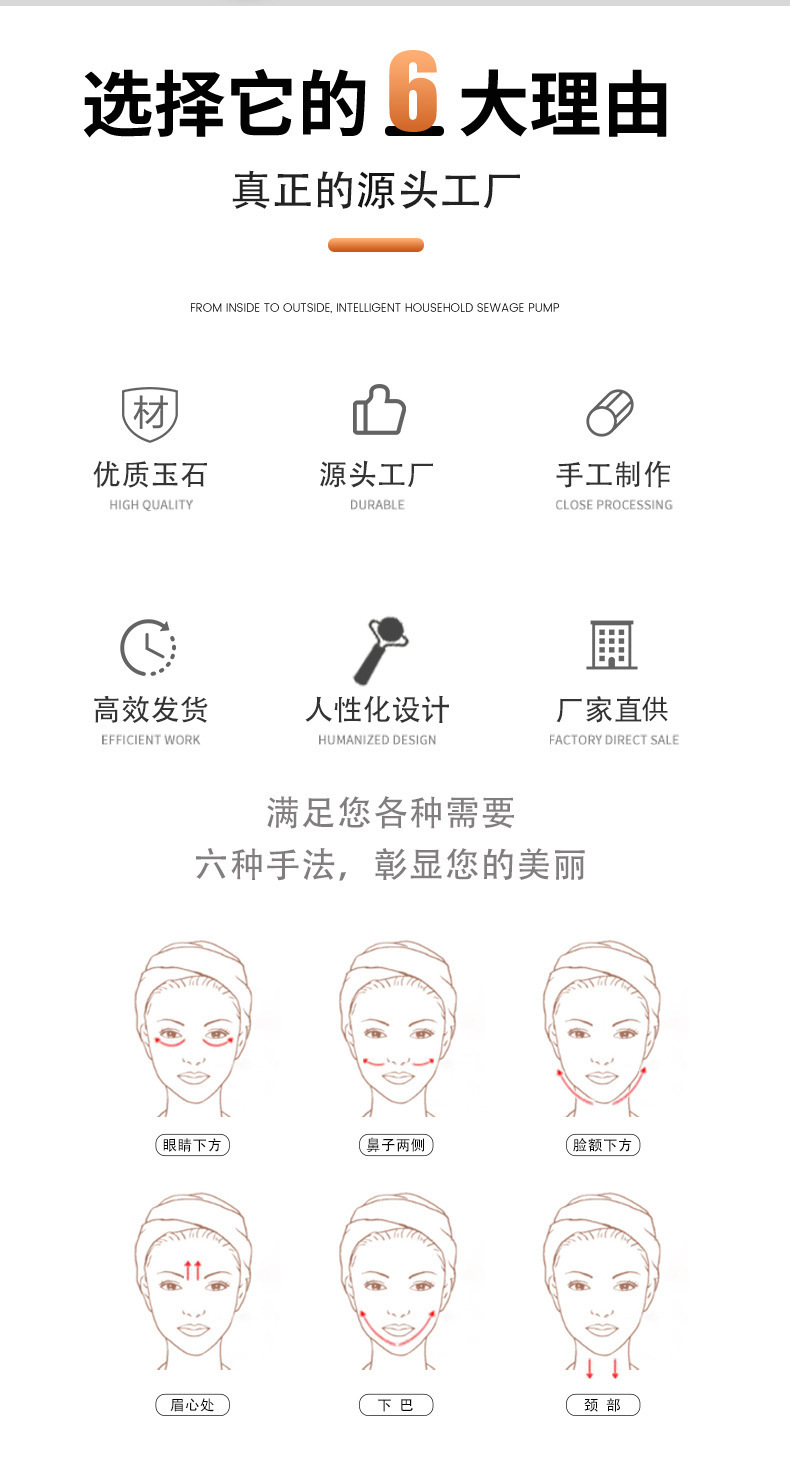 岫岩甲翠绿玉石滚轮按摩工具脸部眼部美容按摩器单圆头全身穴位美容护理详情2