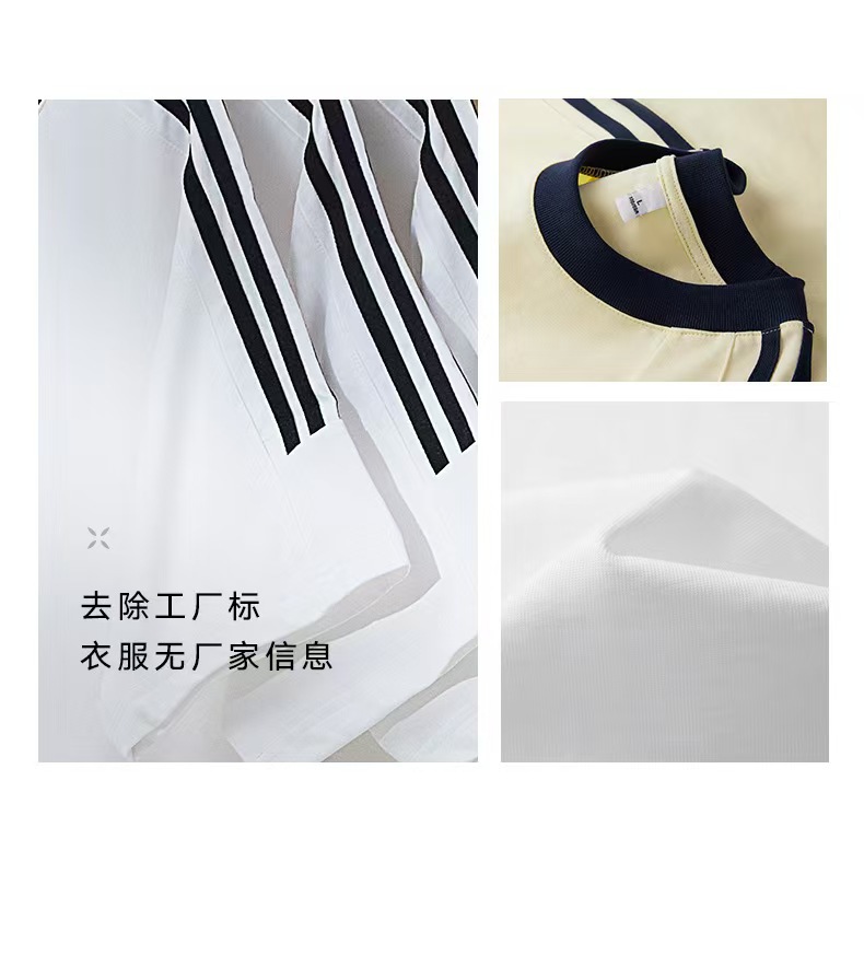 New 220g classic American three-bar pure cotton T-shirt for men, summer casual retro loose round-neck trendy short-sleeved pic 6