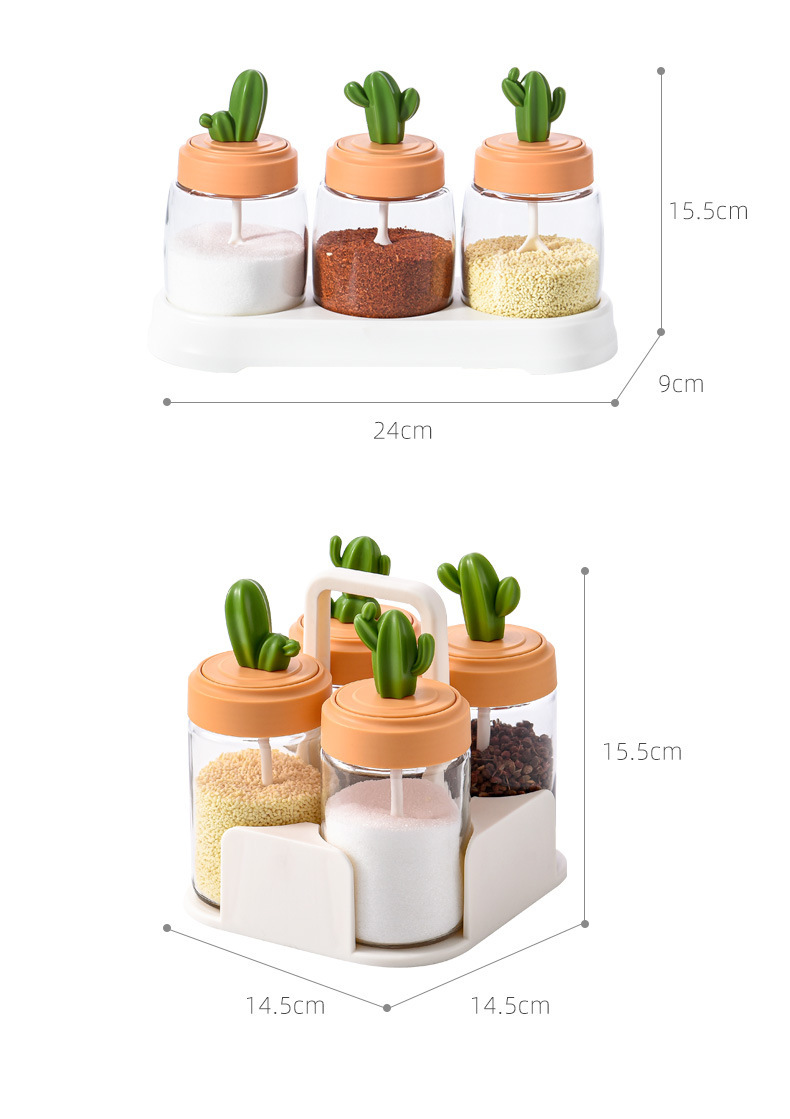 仙人掌厨房调料收纳盒家用玻璃调料罐子盐罐调味盒调料瓶组合套装详情3