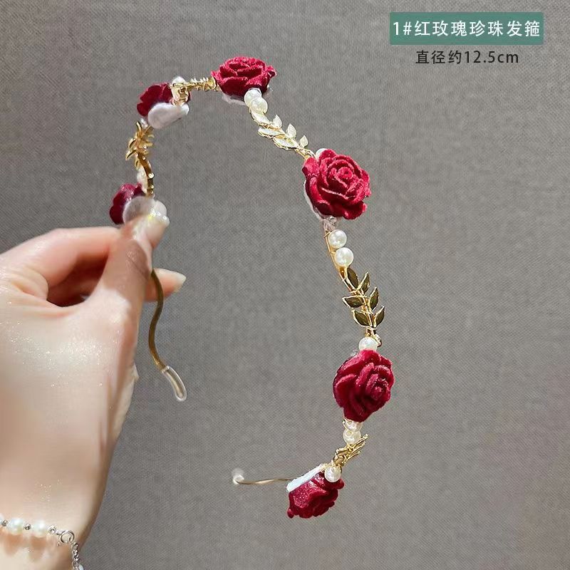法式复古高级感玫瑰珍珠发箍夏天发卡头饰小众设计压发高颅顶发饰详情10