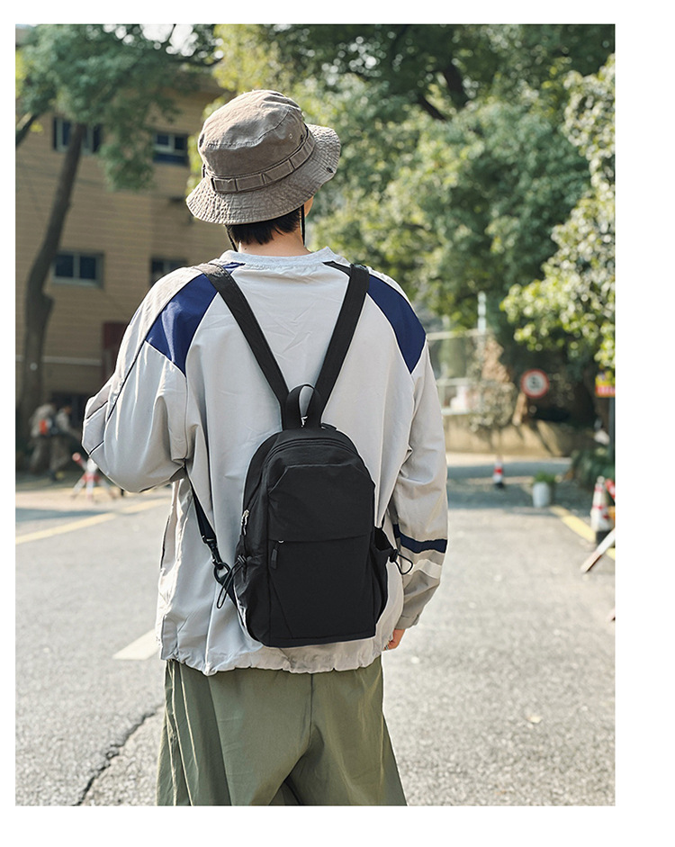 新款多功能防泼水双肩胸包男女轻便出游小背包男士户外登山斜挎包详情9