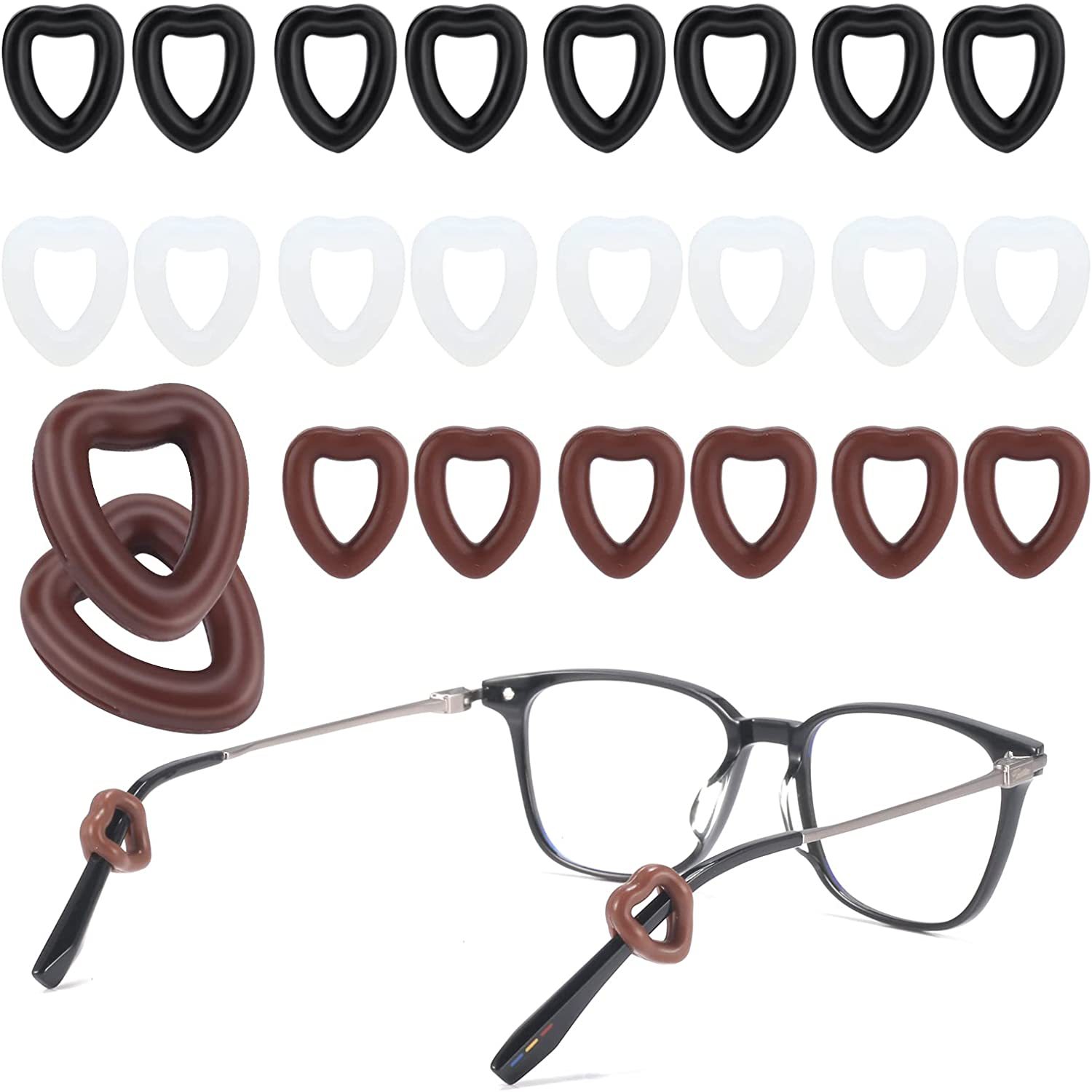 Cross-border bestseller 12 pairs of heart-shaped silicone anti-slip ear tips, comfortable anti-slip fixed ear pads, and eyeglass foot tips to prevent detachment pic 9