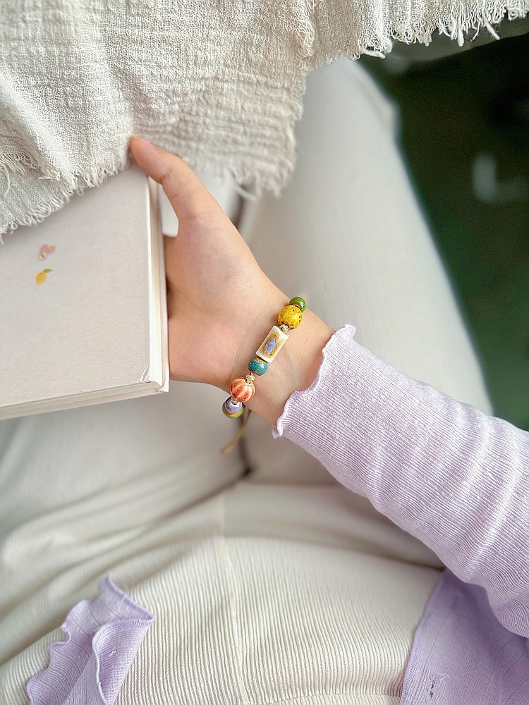 景德镇陶瓷手链民族风女古风编织手绳礼物学生森系文艺新中式饰品详情7