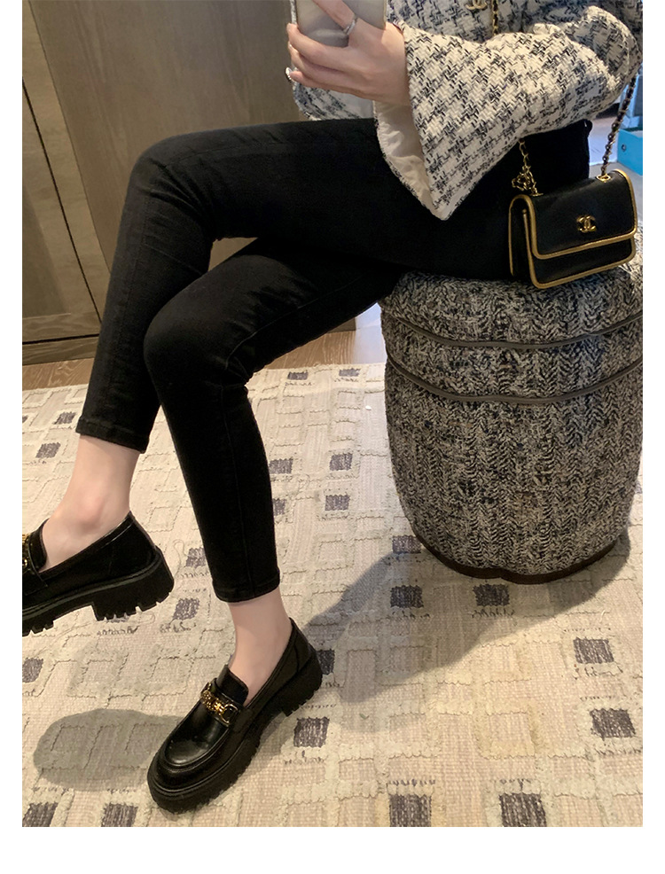 全牛皮~真皮小皮鞋女英伦风乐福鞋2023年新款圆头厚底日常JK单鞋详情26