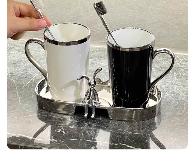 Mouthwash cup, couple brushing cup, light luxury high-end ceramic household dental cup, washbasin cup, high-end toothbrush cup pic 13