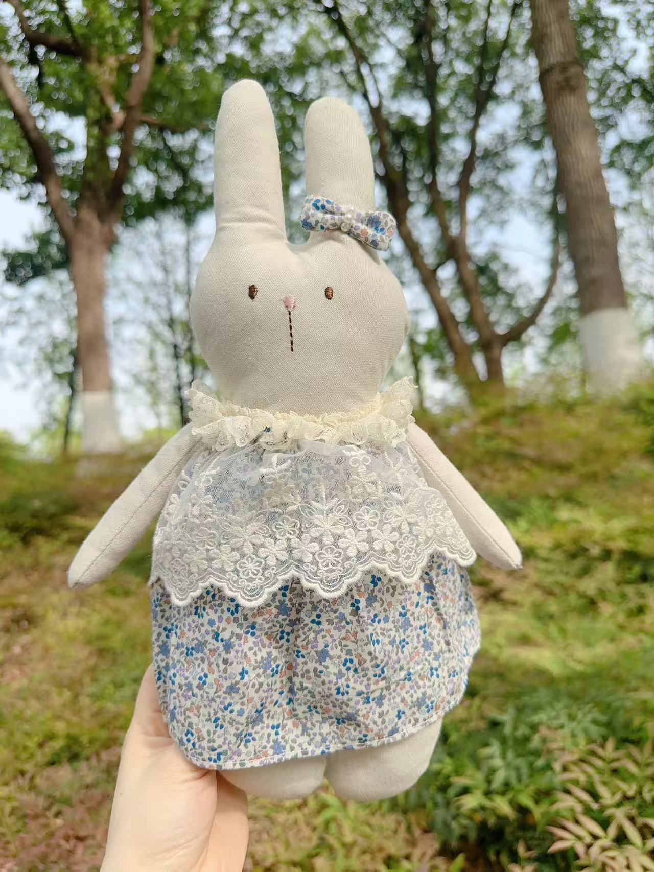 新款大号北欧风手布艺工可爱小兔子蕾丝卡通儿童玩偶玩具摆件挂件详情2