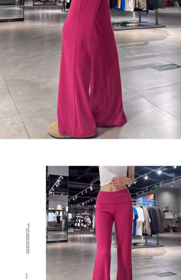 灰色翻腰微喇叭裤女夏季薄款垂感裸感云朵裤小个子显瘦休闲运动裤详情21