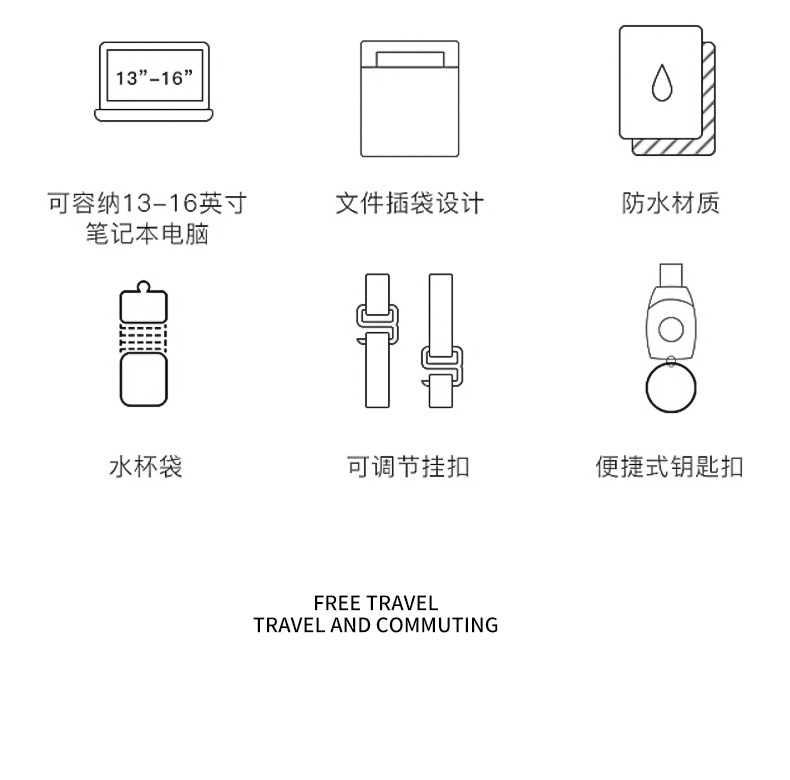 This simple and trendy double-shoulder computer bag for both men and women is fashionable and versatile. It has a large capacity and is a niche backpack with a PU waterproof leather film pic 3