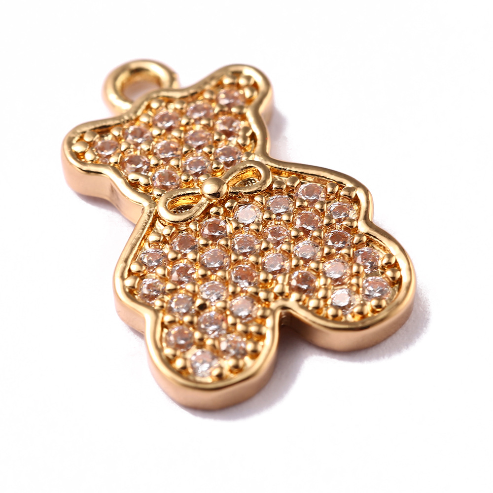 卡通铜镶锆石小熊公仔DIY项链手链吊坠材料耳饰发卡满钻饰品配件详情7