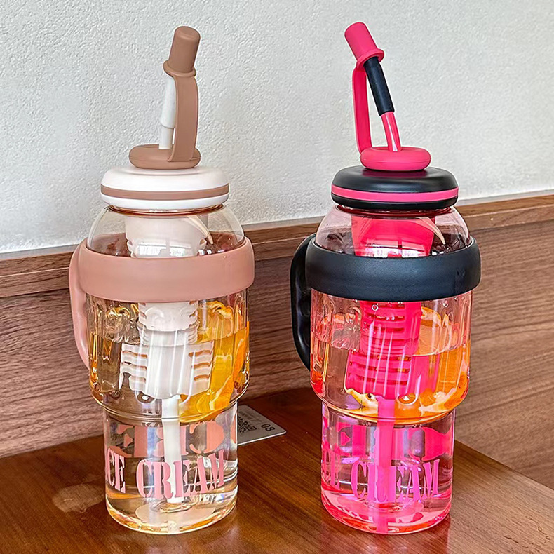 新巨无霸冰霸杯大容量水杯夏高颜值吸管大肚杯茶漏花茶便携塑料杯详情18