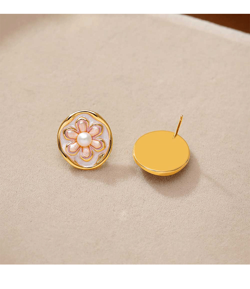 Hyacinth Monet Garden Oil Painting style earrings, live-streaming bestsellers, elegant and high-end earrings, unique design, oil-dripping small flowers pic 10