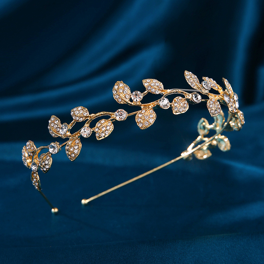 New leaf full diamond super shiny silver semi-circular crown bridal headwear, up-style hair accessory and hair crown pic 7