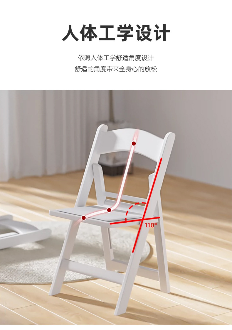 星辰工厂批发美式花园折叠椅子家用轻便携可折叠凳子宴会餐椅塑料靠背椅子折椅 pic 4