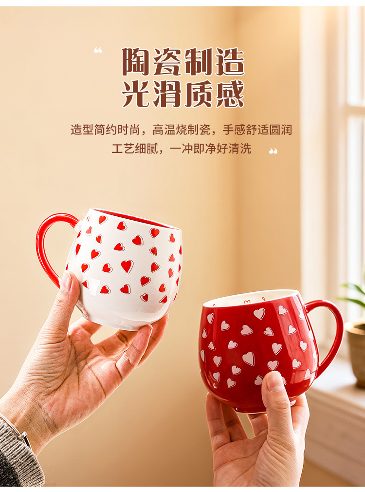 跨境热销爆款纯手绘爱心马克杯创意心型手柄水杯陶瓷杯牛奶咖啡杯详情3