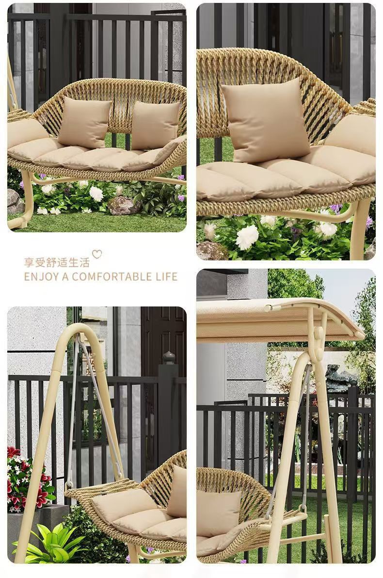 Outdoor swing, courtyard cradle, hanging chair, villa garden, balcony, terrace, leisure, lazy person, Internet celebrity, double rocking chair swing pic 6