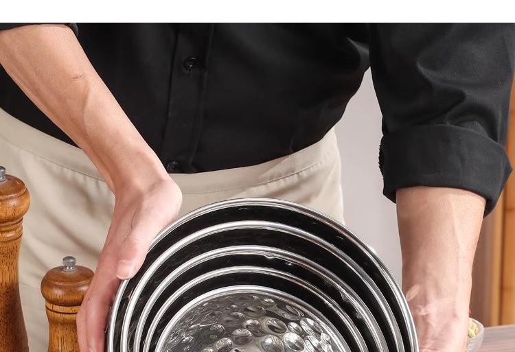 Retro stainless steel creative fruit dessert outdoor camping patterned hammer patterned soup bowl golden light luxury bowl European salad bowl pic 14