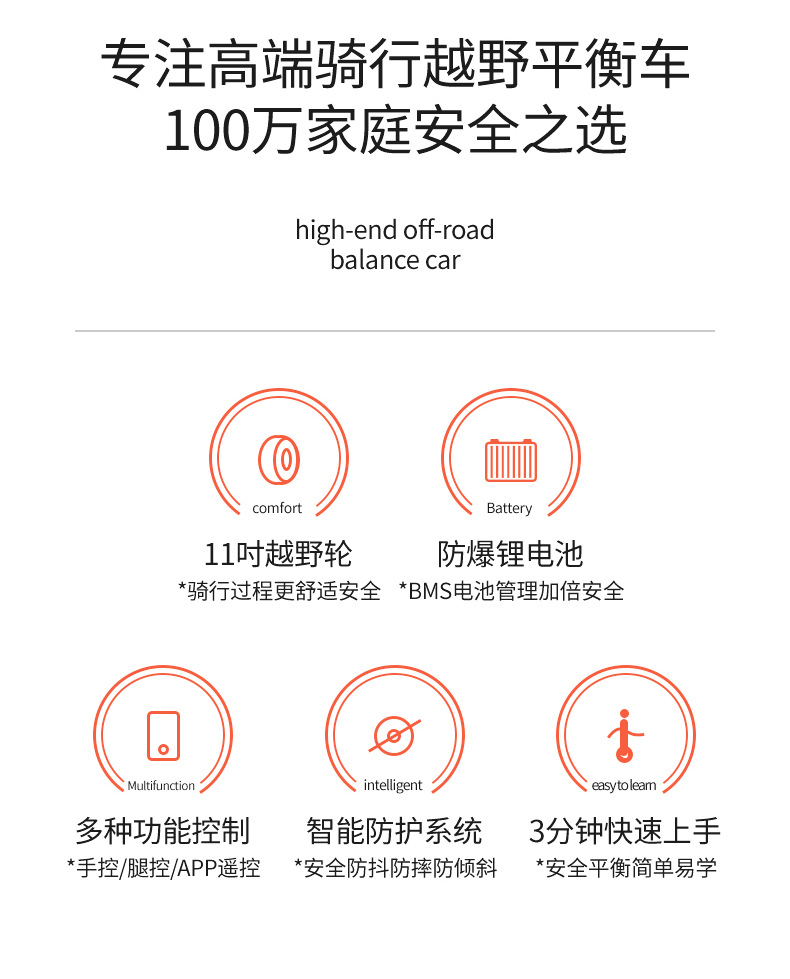 10寸腿控扶手平衡车 儿童成人代步两轮智能体感车 思维电动平衡车详情2