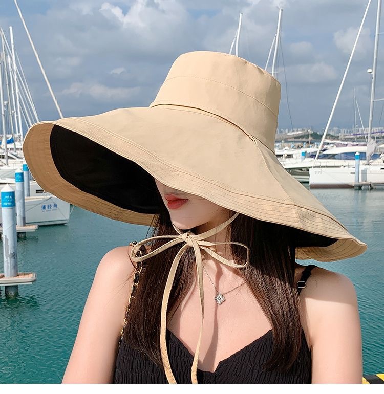 超大檐渔夫帽大沿女夏遮脸双面加大帽檐遮阳防晒帽子防紫外线太阳详情15