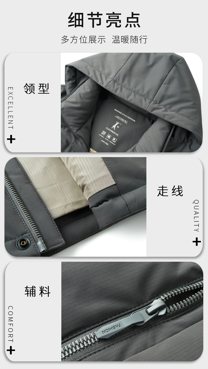 冬季新款男士加厚羽绒服男中年男式休闲可脱卸帽休闲保暖男装外套详情3