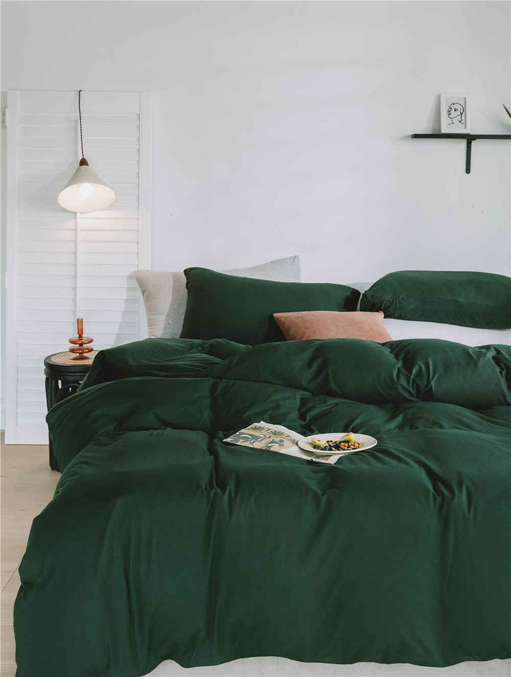 ins Japanese-style solid color all-cotton knitted cotton four-piece set, skin-friendly nude sleeping plain double-layer Indian cotton bed sheet pic 4