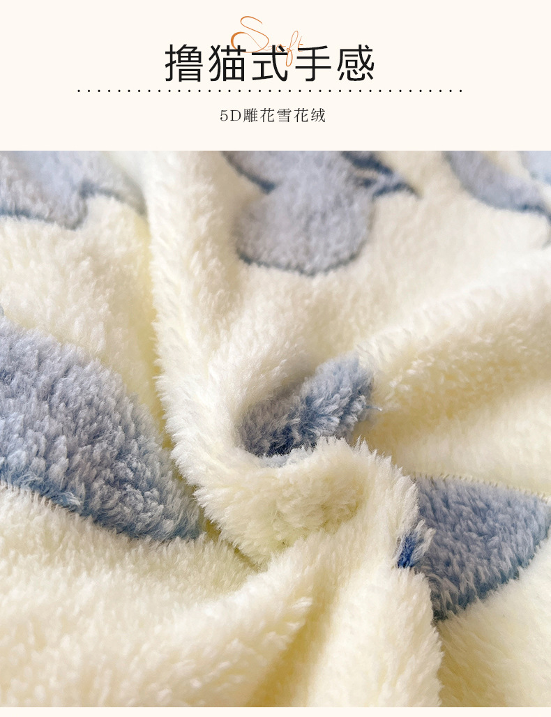 Winter milk fleece four-piece set, thickened coral fleece bed sheet, flannel bedding three-piece set, fleece duvet cover autumn pic 6