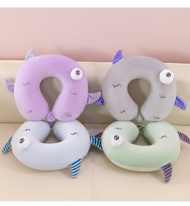 Memory foam U-shaped neck pillow, car travel, business trip, cervical pillow, slow rebound, office cartoon nap pillow pic 10