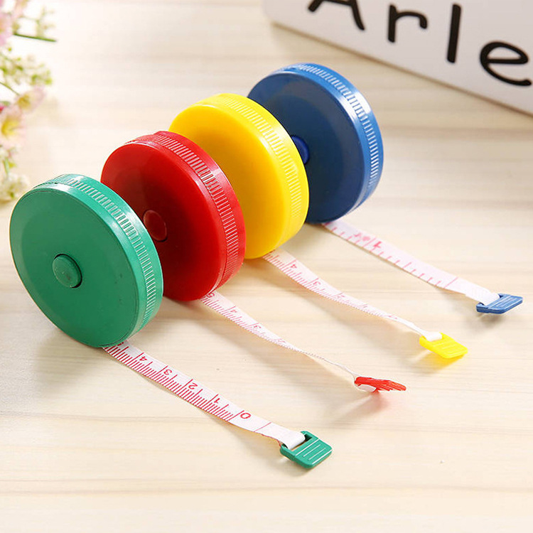 外贸专供迷你便携式圆形可伸缩卷尺测量衣服腰围三围尺子自动卷尺详情11