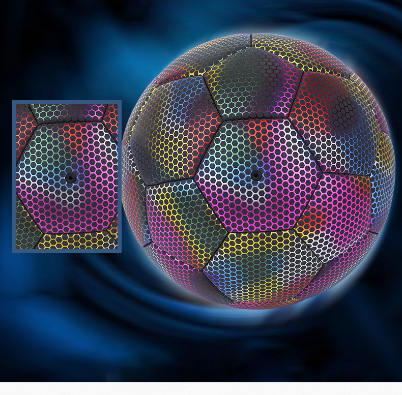 Wholesale of cross-border fluorescent reflective luminous footballs, No. 4 and No. 5 PU machine-sewn training luminous footballs pic 22