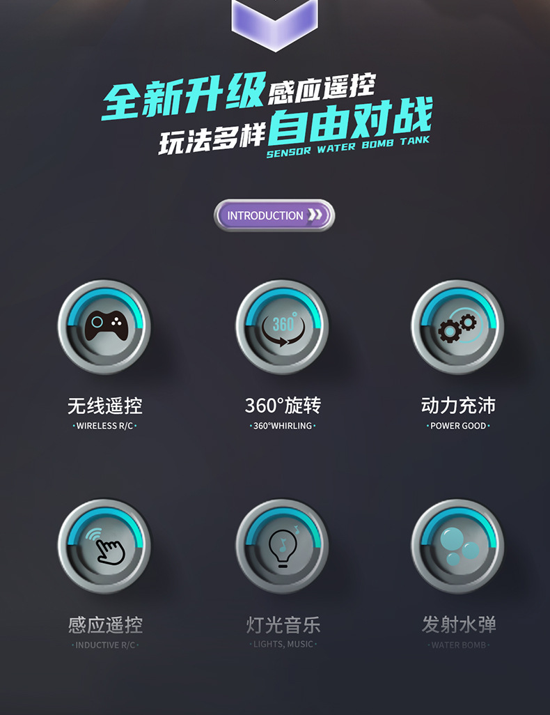 儿童遥控汽车可发射开炮水弹手势感应坦克四驱越野机甲男孩玩具车详情34