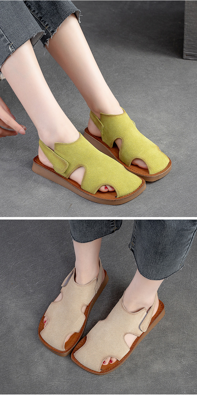 杰骤2025夏季新款舒适包头后空女式平底凉鞋镂空透气休闲时尚百搭详情13