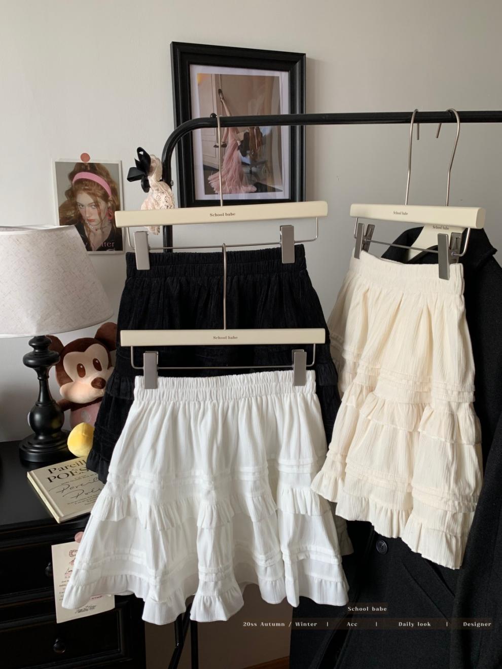白色芭蕾风蛋糕半身裙女秋冬高腰显瘦松紧腰A字裙蓬蓬百搭短裙子详情3