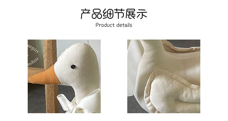 新款韩版可爱小鸭子娃娃大小号可蹲立棉麻儿童安抚玩具房间摆件物详情4