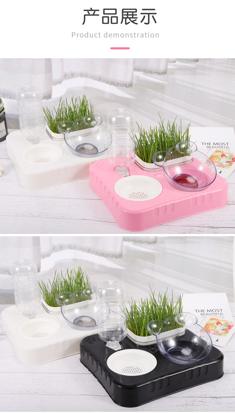 One-piece consignment cat automatic water dispenser, large cat bowl, integrated flowing water, no wet mouth, dog drinking water, cat grass, cat bowl pic 8