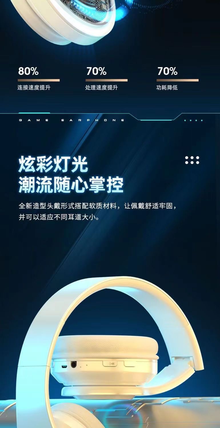 重低音网红跨境爆款B39发光蓝牙耳机超长续航无线头戴式厂家直销-详情4