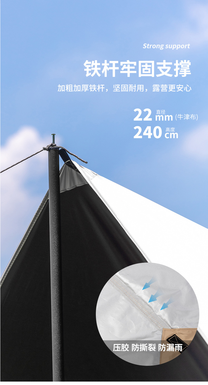 户外露营天幕帐篷定制印logo印字全遮光黑胶防晒野营凉棚防晒隔热详情3