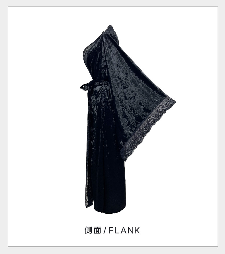 Factory direct sales of velvet and lace patchwork home wear series, sexy V-neck slit nightgowns, halter nightgowns in multiple styles pic 11