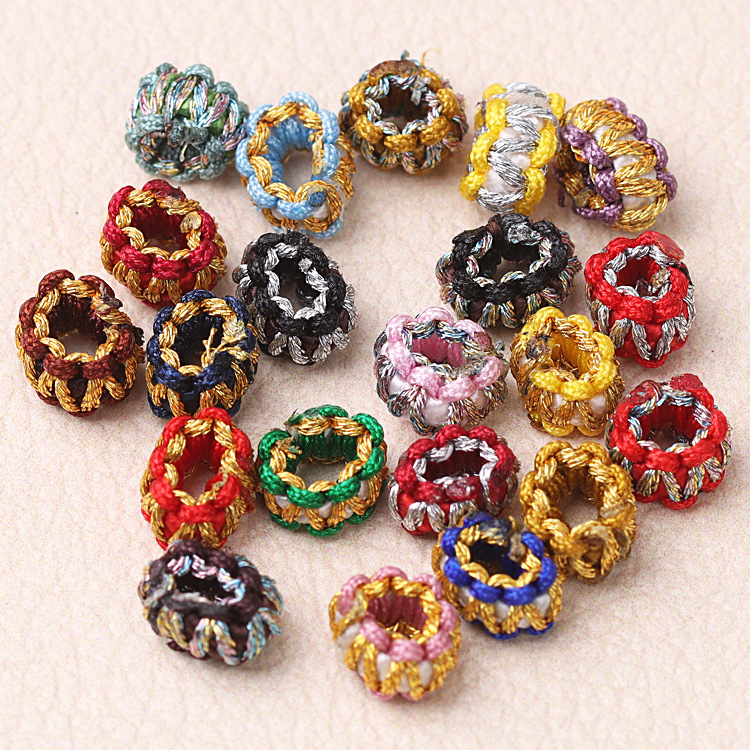 Flat knot coil pineapple knot necklace ring, hand-woven diy bracelet rope accessories, gold and silver coil balls wholesale pic 1