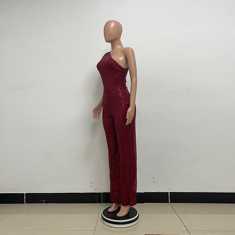 新中式无袖连体衣独立站夏季单肩亮片连体裤女批发详情46